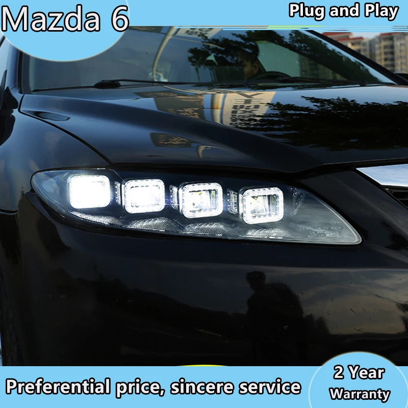 Стайлинга автомобилей фара для Mazda 6 фары 2004 2012 Mazda6 все светодиодный задний фонарь