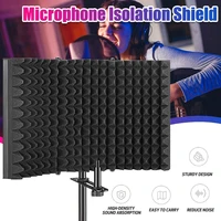 3panel professional foldable microphone isolation shield wind screen high density absorbing sponge panel for recording studio
