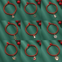 simple santa claus hand knitted bracelet christmas for family red rope chain bracelets snowflake year christmas tree lucky gift