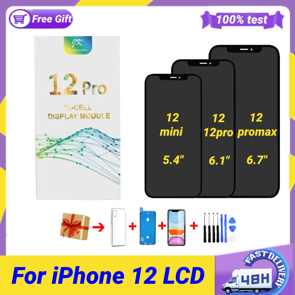 Recambio de Pantalla Lcd JK Incell para IPhone 12, 12 Pro, montaje completo de digitalizador 3D HDR, regalos gratuitos-0