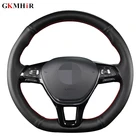 Сделай сам черного цвета из искусственной кожи чехол рулевого колеса автомобиля для Volkswagen VW Golf 7 Mk7 нового Polo Passat B8 Tiguan Sharan Jetta (Фольксваген Джетта)