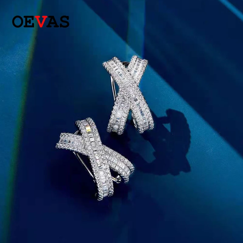 

Серьги-гвоздики OEVAS из серебра 100% пробы со сверкающими высокоуглеродистыми серьги для свадьбы, помолвки