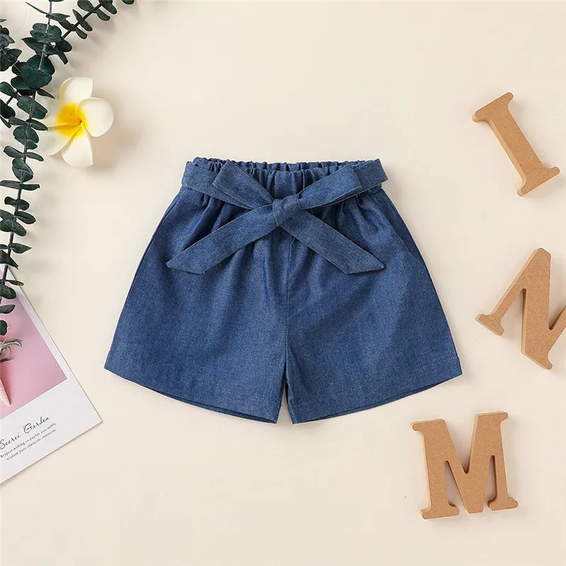 

Kids Infant Baby Girl Summer Clothes Suits Tie-dye Rainbow Sleeveless Tops+Bow Denim Shorts Outfits Toddler Girls Clothing 9M-4T