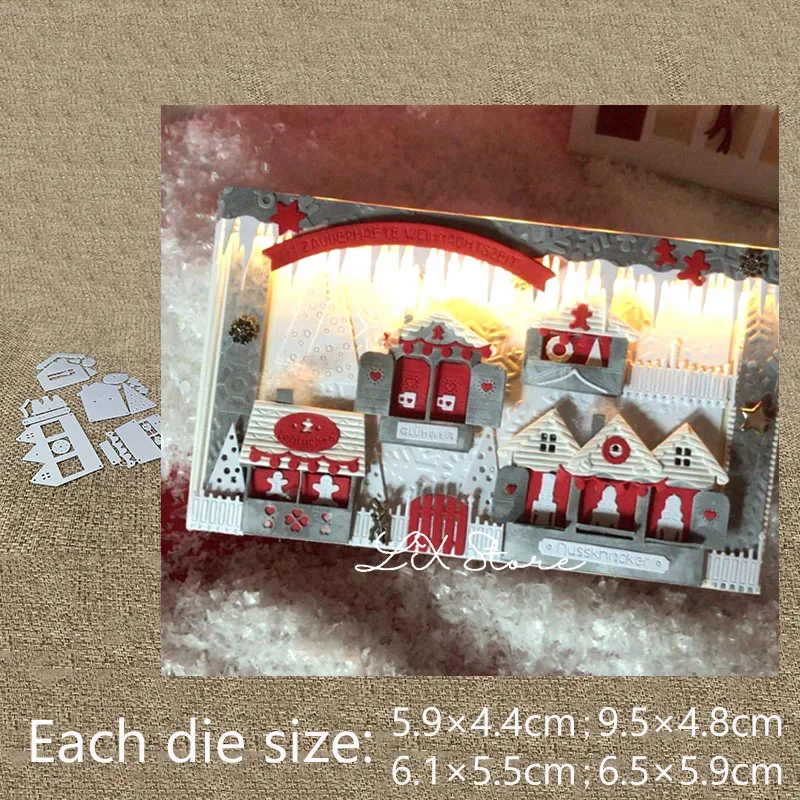 A set (4 houses) Дизайн, металлические высечки, высечки, рождественские украшения для дома, скрапбукинг, альбом, бумажные карты, высечки для высечки - Цвет: A set (4 houses)