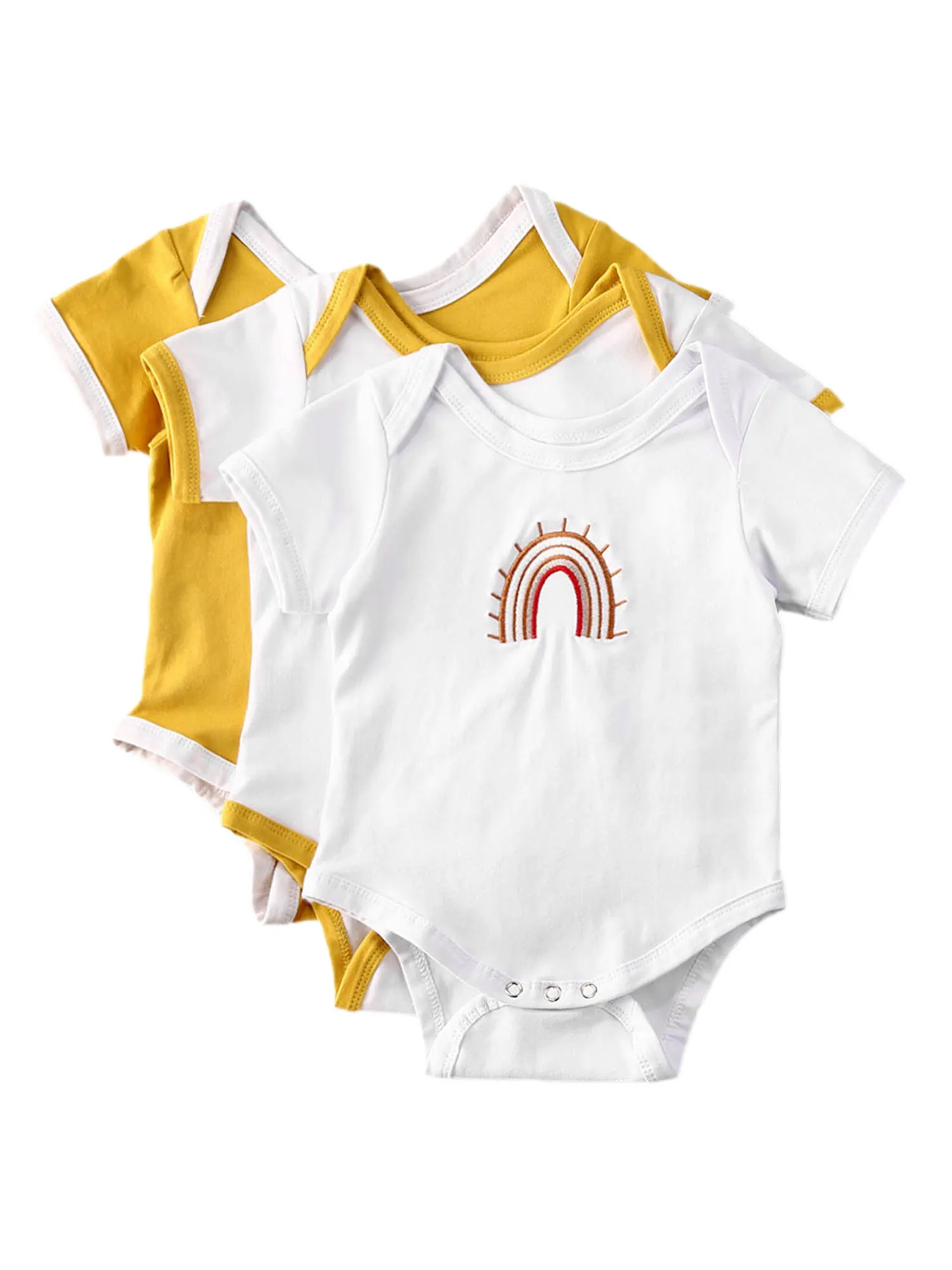 Летняя одежда для новорожденных девочек комбинезоны с вышивкой радуги боди