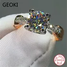 Кольцо Geoki VVS1 с покрытием из розового золота 18 К, обручальное кольцо с муассанитом из серебра 925 пробы с бриллиантом, 1 карат D, цвет коровы