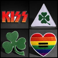 personality lucky triangle rainbow heart patches hats knapsack decoration badge ironing on clothes diy decal lucky clover