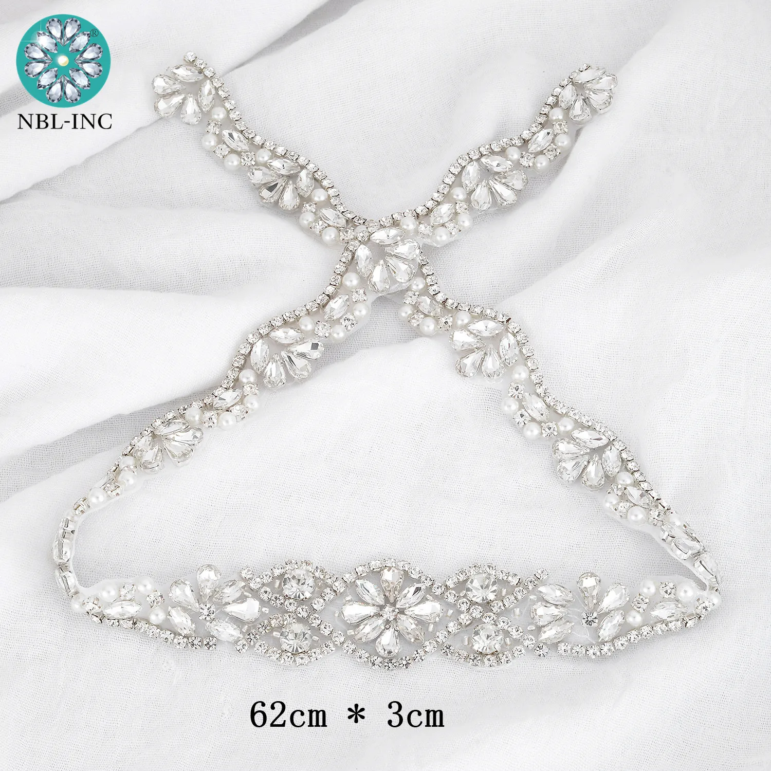 (1 шт.) Свадебная аппликация Стразы с серебряными кристаллами ручной работы