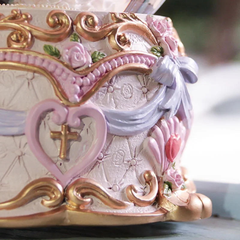 Free shipping Self-blown Snowflake Bear Crystal Ball Music Box Eight-tone Box for Girls'Birthday Gifts
