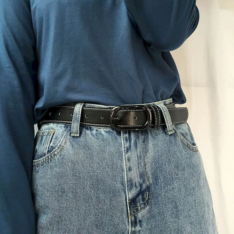 

Simple Belt female All-match decorative belt female student Korean fashion jeans belt new black lengthened men and women