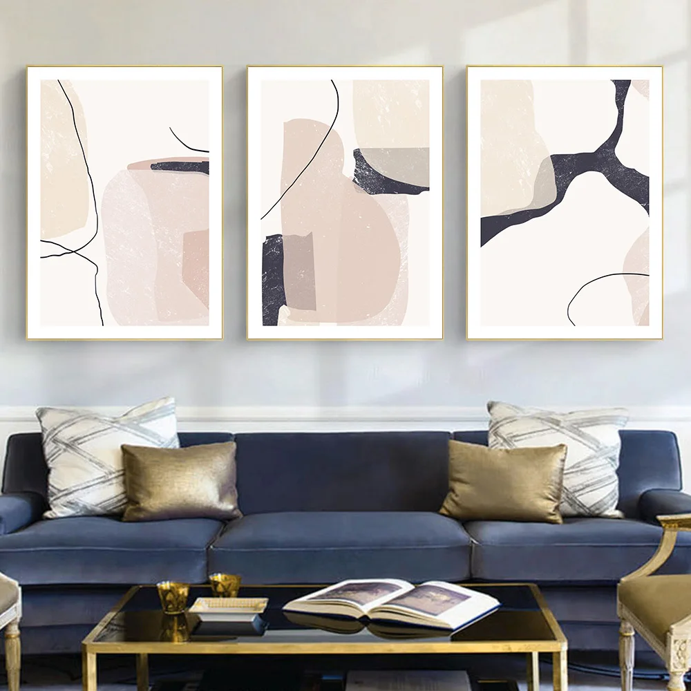 

Modern Beige Marble Poster Paintings Abstract Geometric Wall Art Print Posters Line Art Canvas Picture Living Room Home Decor