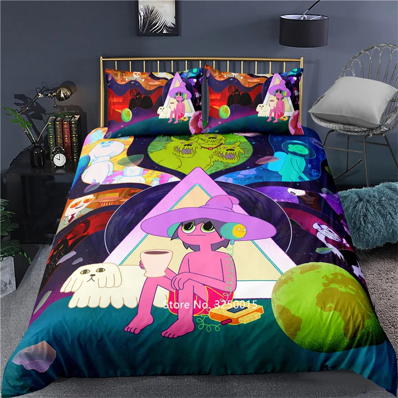 

Набор постельного белья с американским ТВ, украшенный высококачественным фиолетовым и розовым мультяшным рисунком для детского студенческого общежития