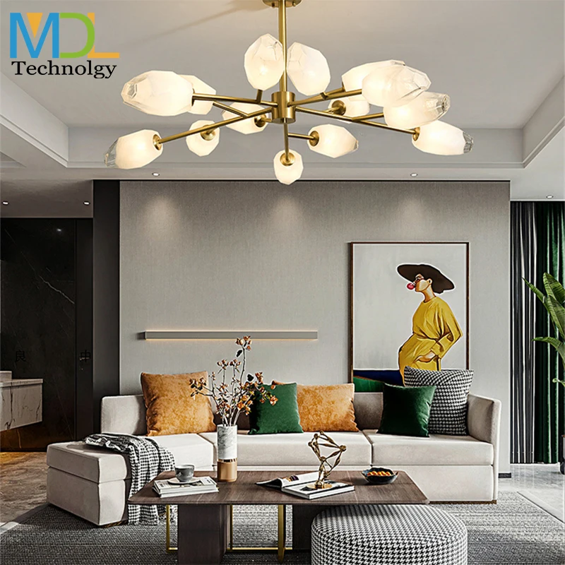 

Modern light luxury full copper living room chandelier Nordic simple American atmosphere creative dining room bedroom lamp
