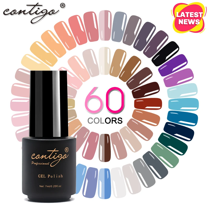 Contigo 7ml Semi-permanent UV Gel Varnish Manicure Colored for Nails Enamel Hybrid Nail Polish 60Colors Soak off Gellak New | Красота и