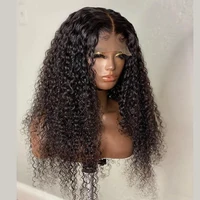 180 density 26inch long kinky curly fiber synthetic lace front wig for black women pre plucked with natural hairline baby hair