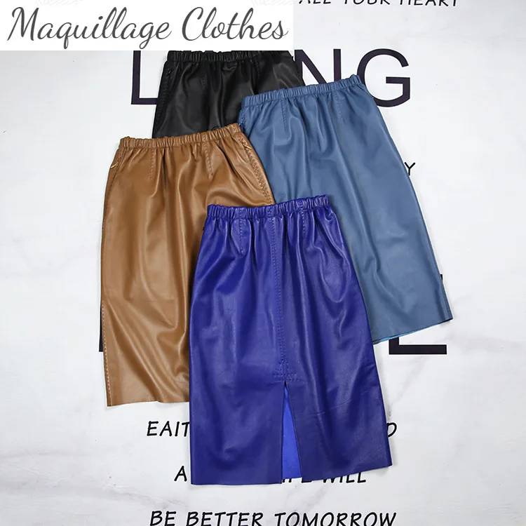 

Spring Autumn Women's Genuine leather casual Skirts C704