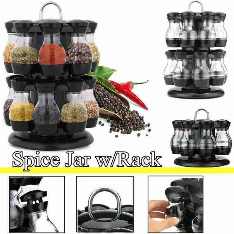 

Rotating Cruet Condiment Seasoning Jars Set for Spices Pepper Sprays Bottles Seasoning Salt Jars Kitchen Storage Rack Organizer