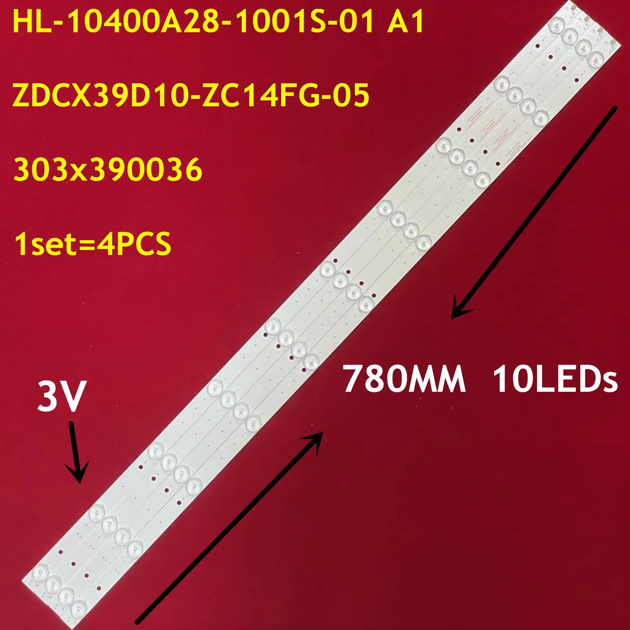 

1 Набор = 4 шт. светодиодный Подсветка полосы ZDCX39D10-ZC14FG-05 D светодиодный 40YEKJ 4X10 001 HL-10400A28-1001S-01 для светодиодный-42Q5D 303x390036