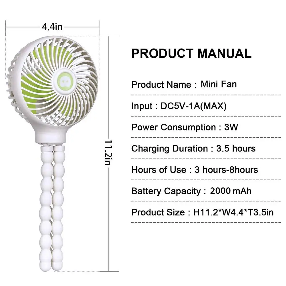 Мини портативный вентилятор гибкий металлический силиконовый складной USB