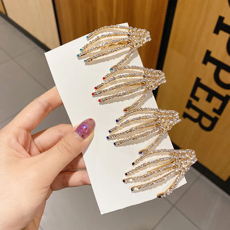 

Crystal Skull Hand Hairpin Skull Crystal Hair Clip Rhinestone Hairpin Bone Claw Hair Accessories Hairpin Headband