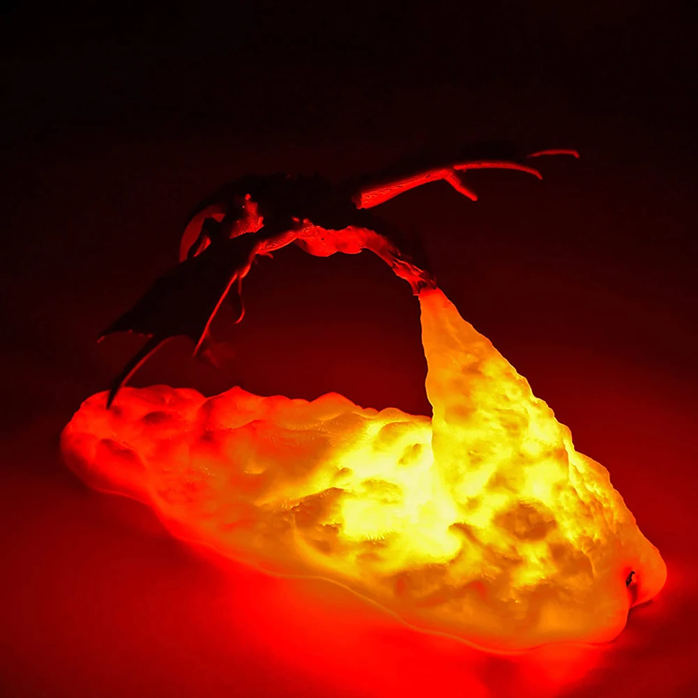 

USB Charging Fire Dragon Nightlight LED 3D Printing Flying Dragon Table Light Children Gifts Home Bedroom Bedside Lighting Lamp