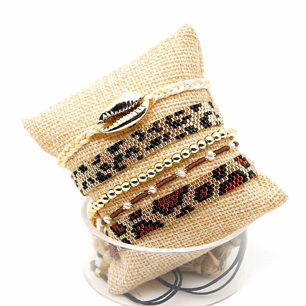 Go2boho леопардовый браслет MIYUKI, браслет для женщин, золотые ювелирные изделия, мужская нарукавная повязка, Boho Chic Shell Pulseras Mujer, с кисточкой, с рисунком тигра