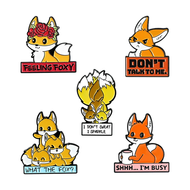 

Cartoon little fox pin cute dripping alloy animal brooch wholesale bag decoration badge gift for friends