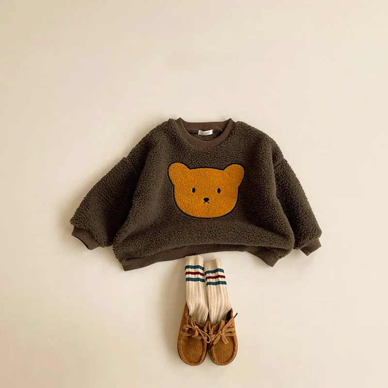 

Winter Baby Girls Boys Cute Cartoon Bear Thicken Warm Sweatshirts Tops Kids Children Long Sleeve Hoodies Outerwear