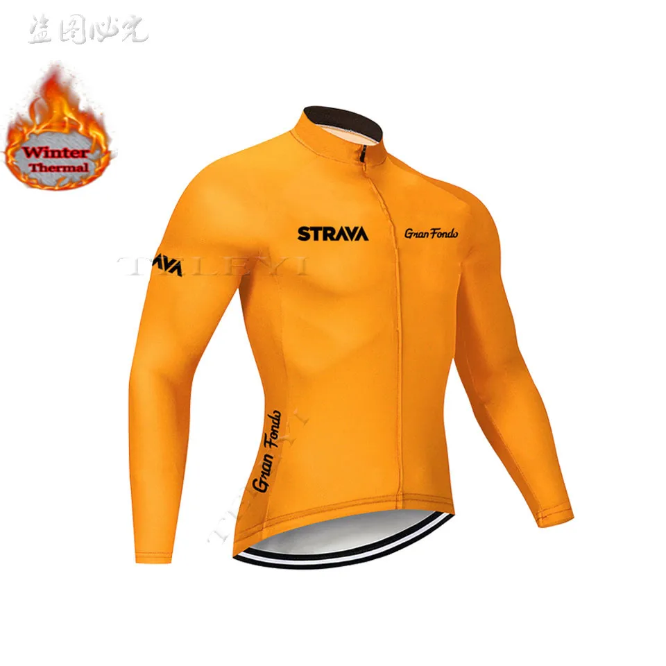 STRAVA велосипедная майка мужская pro team зимний теплый флисовый комплект с длинным рукавом MTB велосипедная Одежда Майо Ropa Ciclismo Hombre - Цвет: 3
