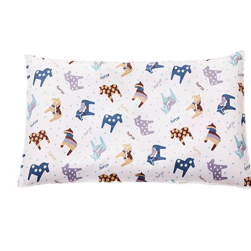 4 Colors Cartoon Cotton Kids Pillow Soft Washable Baby Sleeping Head Cushion Lengthen Rectangle Toddler Pillow Portable Headrest