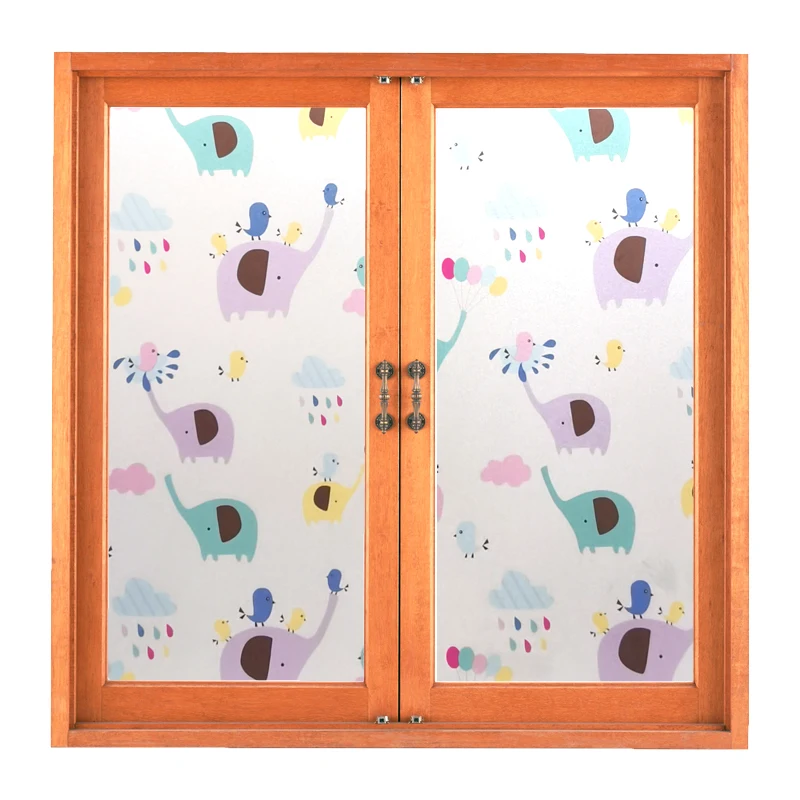 

Frosted UV Static Cling No Glue Cartoon Elephant Gllass Sticker Transparent Sunscreen Film For Child Room Window Security Film