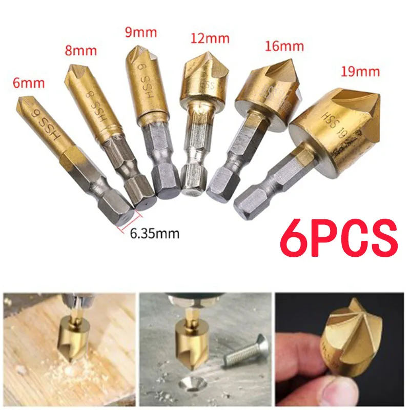 Шестигранная ручка с титановым покрытием 6 шт. пять профилирование кромок нож