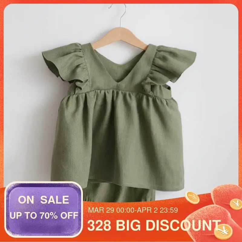 

Baby Girl Clothes Sets 2Pcs Summer Linen Cotton Baby Girl Dress + Bloomer Newborn Baby Girl Clothing Toddler Baby Girl Outfits