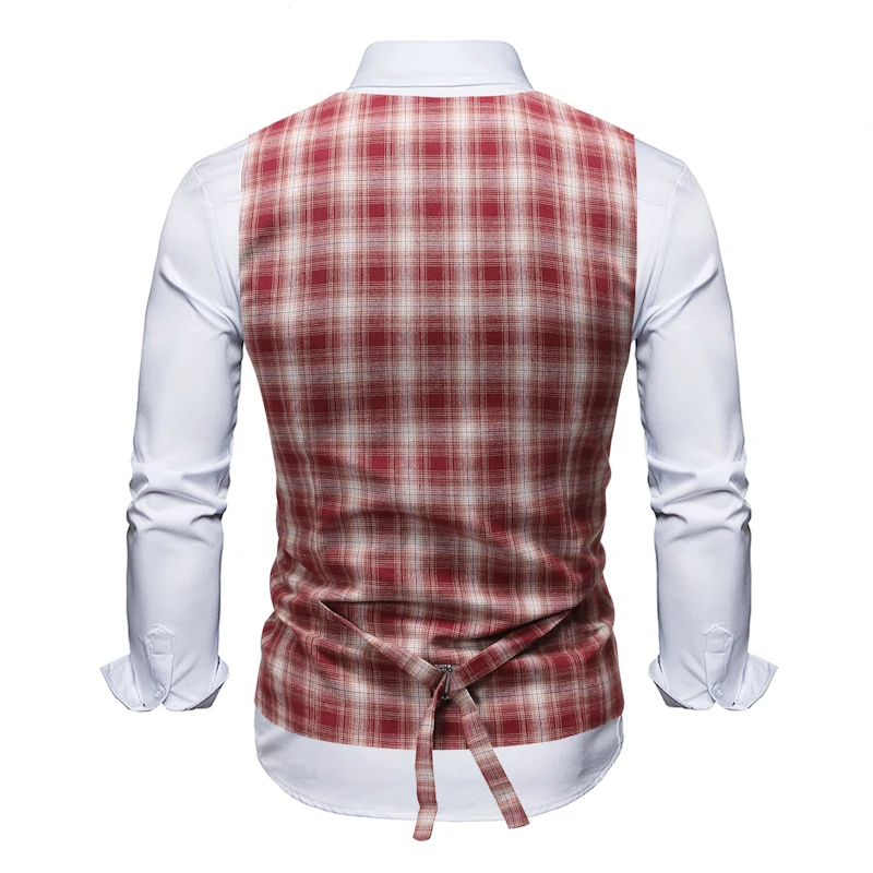 Мужской однобортный жилет винтажный Повседневный в клетку приталенный вечерний