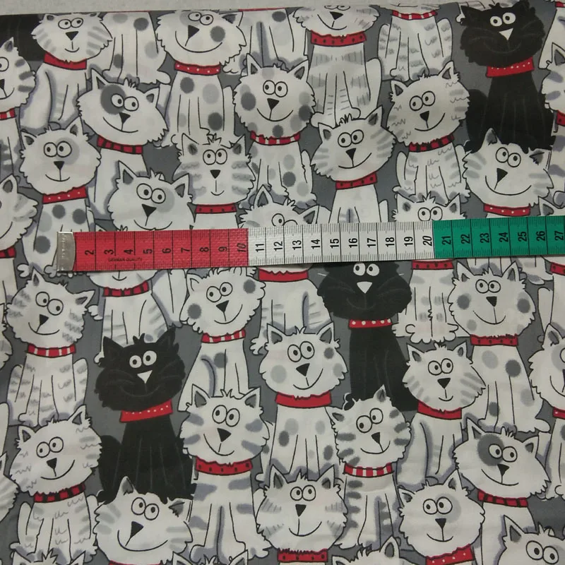 Милое серое черное белое платье из 100% хлопка с принтом кошки мультфильма 50x160 см