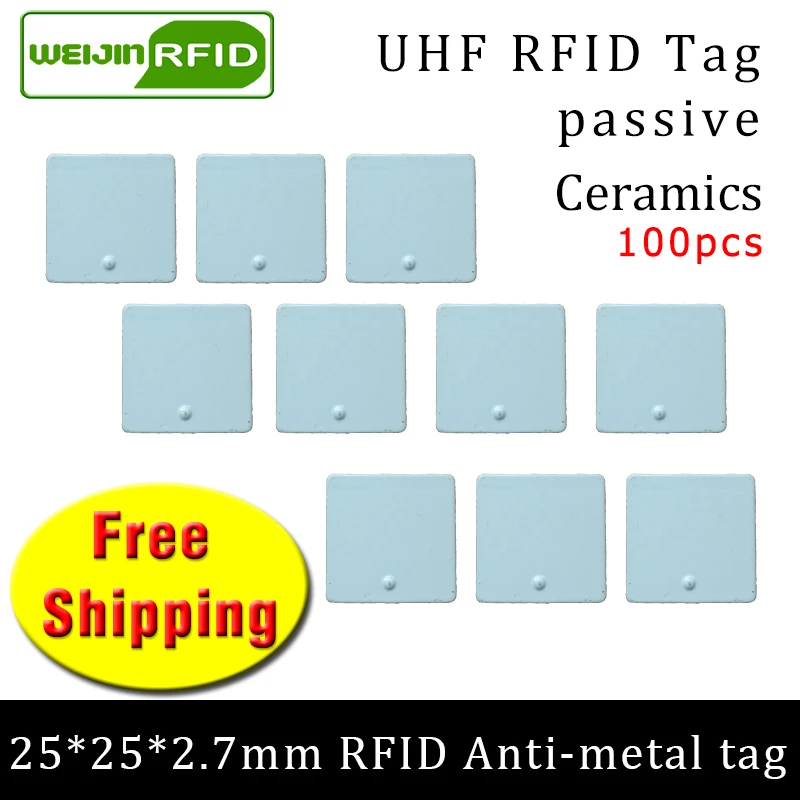 UHF RFID Метка 915 м 868 Alien H3 EPC ISO18000 6c 100 шт. Бесплатная доставка 25*25*2 7 мм фиксированные