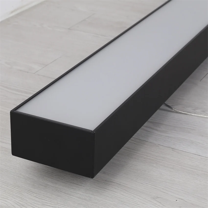 구매 무료 배송 블랙 하우징 큰 크기 일시 중단 Led 선형 사무실 램프 고품질 알루미늄 + Pc 커버 3 년 보증 구매 무료 배송 블랙 하우징 큰 크기 일시 중단 Led 선형 사무실 램프 고품질 알루미늄 + Pc 커버 3 년 보증