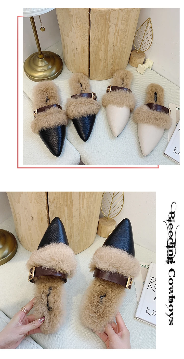 BeautyFeet/; женские летние меховые тапочки; женские плюшевые прозрачные сандалии из искусственного меха с квадратным носком; повседневные уличные шлепанцы на плоской подошве