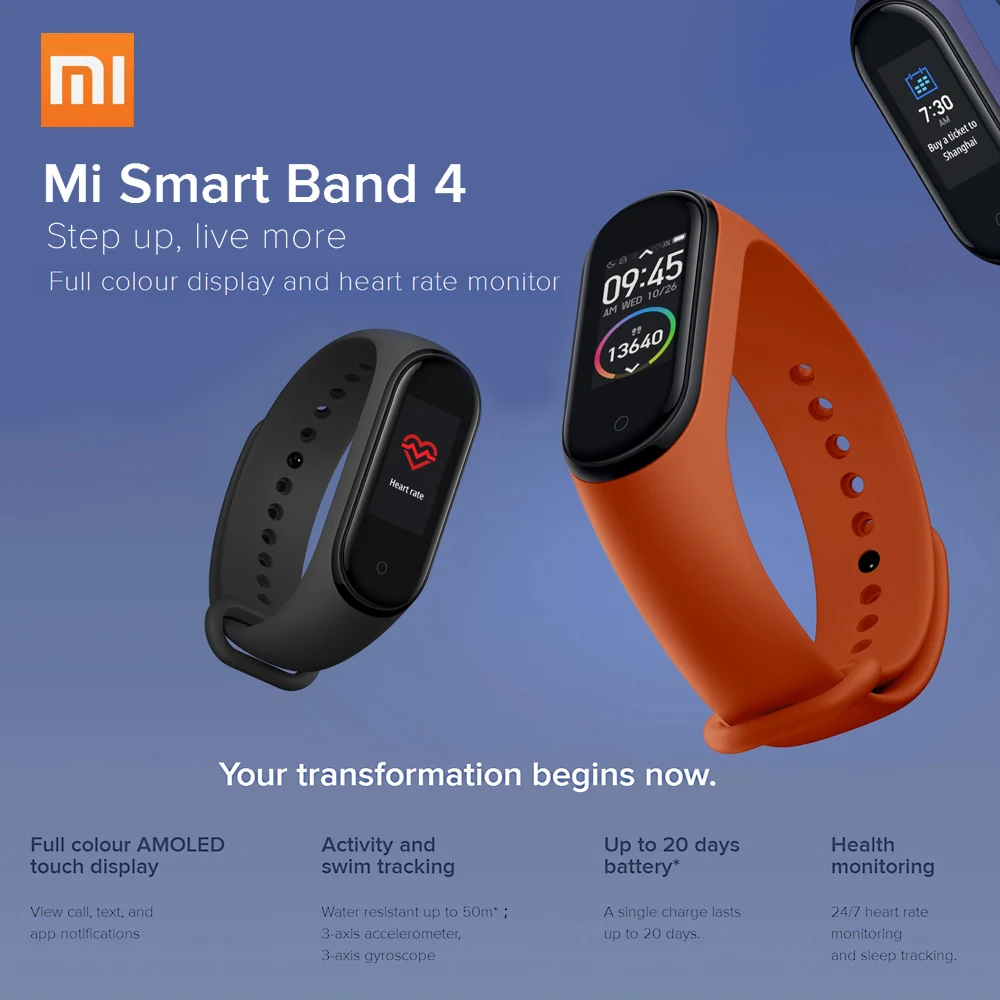 Xiaomi mi Band 4 mi band 4 mi Band 3 умный Браслет фитнес-браслет трекер пульсометр часы с функцией BT mi Band 4 3 Smartband