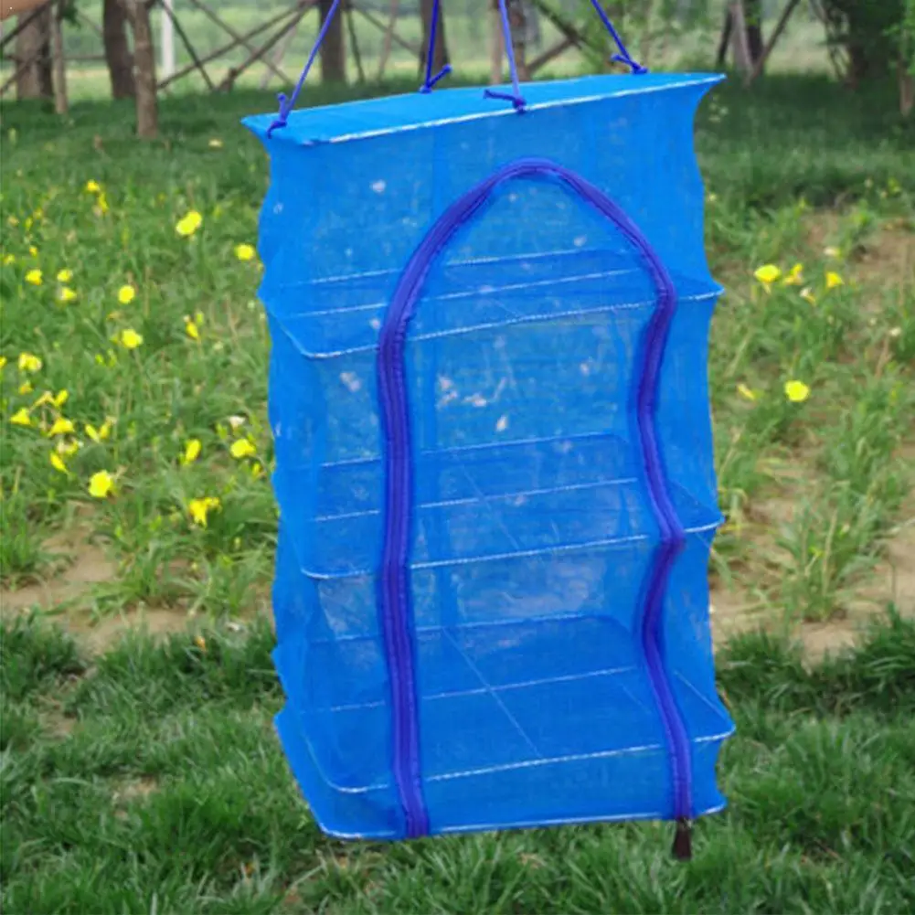 

Foldable 4 Layers Fish Net Blue Drying Rack Folding Dishes Hanging Fishing Suspension Dryer Mesh Hanger Vegetable Net Fishing ne