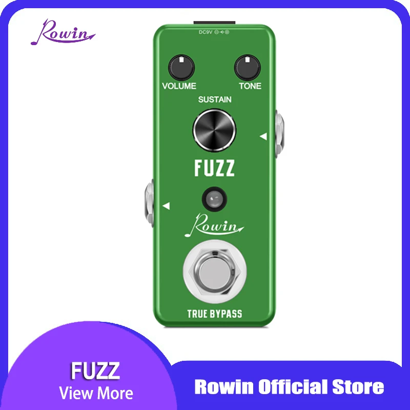 

Rowin LEF-306 FUZZ Guitar Effect Pedal with Volume Tone Sustain Control Knob Aluminum Alloy Shell True Bypass Guitar Accessories