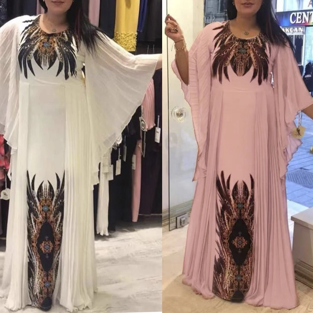 

MD Evening Dresses For Women Plus Size African Print Maxi Dress Muslim Fashion Abaya Boho Gown 2021 Spring Summer Lady Clothing