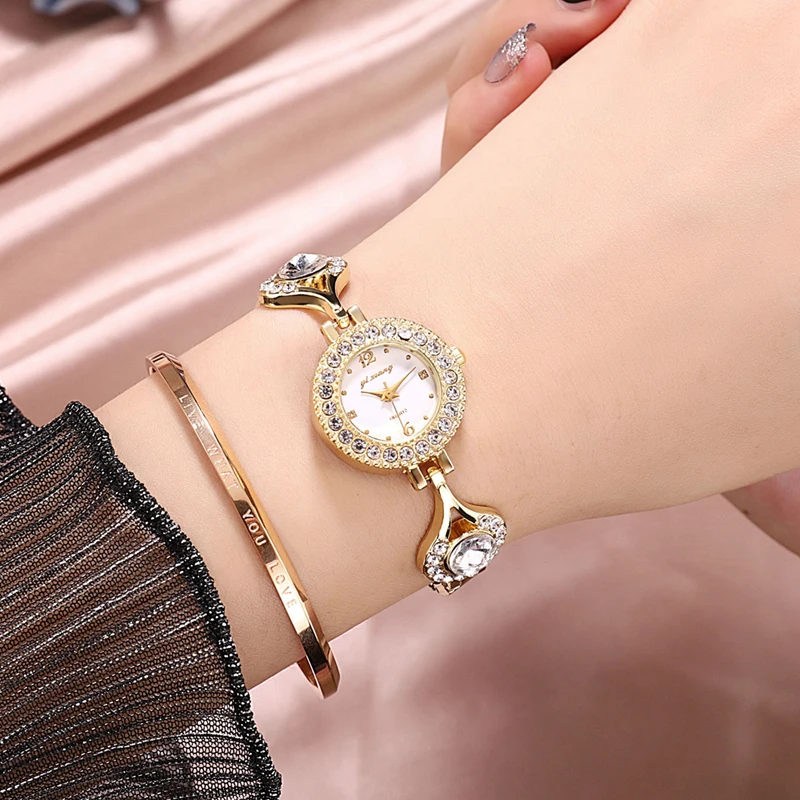 

Analog Women Watch Bracelet Jewelry Female Rhinestone Quartz Wristwatch Water Drop Shape Stainless Steel Clock Montre Femme