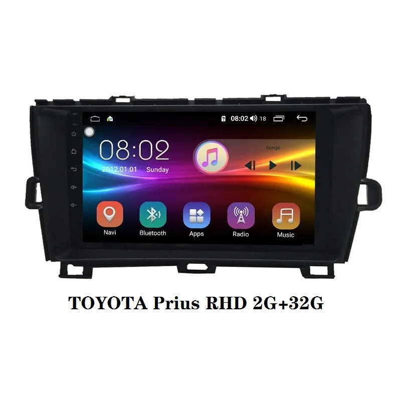 Prius RHD 2din автомобильный dvd gps Android 9,0 Восьмиядерный 4+ 64g Автомобильный Радио gps навигатор для TOYOTA Prius RHD - Цвет: RAM 2G ROM 32G