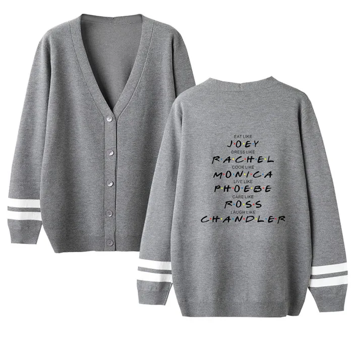 Мужские осенние дизайнерские свитера с принтом друзей кардиган круглым вырезом