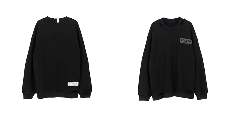 Черный CoooColl Sweatshirts Kanye West Winter 19FW DESTROY Distress Old Crush SWEATSHIRT Streetwear HipHop Fashion Black Casual Men - Цвет: Черный