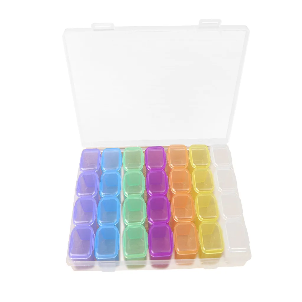 28Slots Cover Cases Plastic Storage Box Jewelry Small Things Container Empty Transparent Mini Beads Display Medicine 11x17cm | Дом и сад