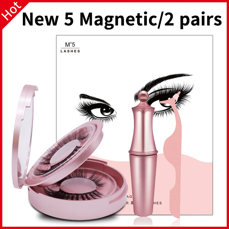 

Magnetic Eyelashes 3D False Mink Eyelashes Reusable Magnet Lashes Magnetic Liquid Eyeliner&Magnetic False Eyelashes &Tweezer Set