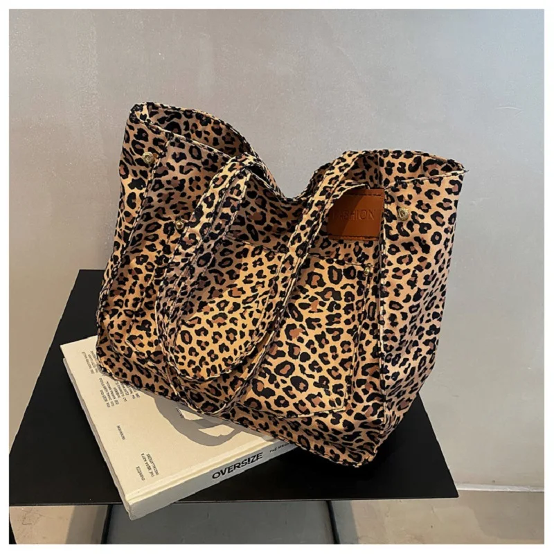 

Canvas Bag Tote Large-capacity Zebra Pattern Big Bag Lady Leisure Shopping Bag Commuter Student Shoulder Bag