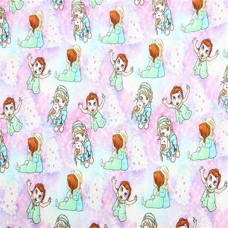 

Disney Princess Anna Elsa Olaf Print 100% Cotton Fabric for Girl Clothes Hometextile Cushion Cover Backpack Needlework DIY